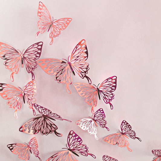 12 Pcs/Set 3D Wall Stickers Hollow Butterfly
